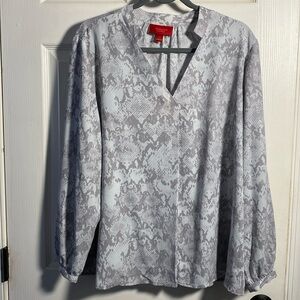 Jennifer Lopez Long Sleeve V Neck Blouse Snake Reptile print XXL